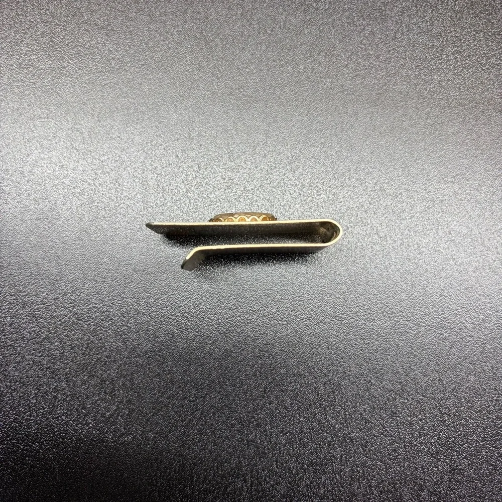 Vintage Gold tone Money clip with petoskey stone inlay Unmarked 2